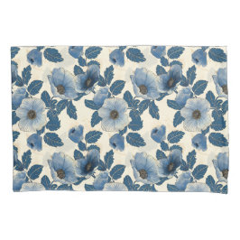 Blue Floral Dourado Glitter Japonês Ukiyo-e