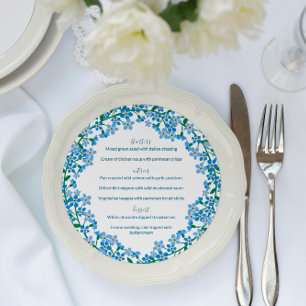 Blue Floral Forget-Me-Nots No Menu De Casamento