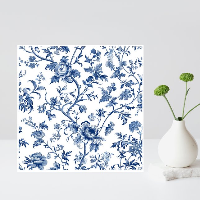 Blue Floral French Vintage Art (Chic Tile)