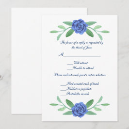 Blue Floral Greenery Foliage - Cartão de Resposta