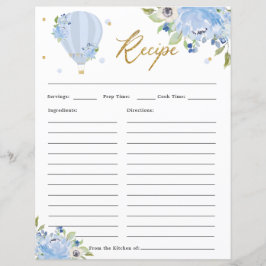 Blue Floral Hot Air Balão Bridal Traga Receita