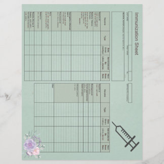 Blue Floral Immunization Records-Horizontal