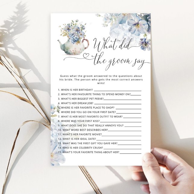 Blue Floral O que o noivo disse jogo de noiva? (Criador carregado)