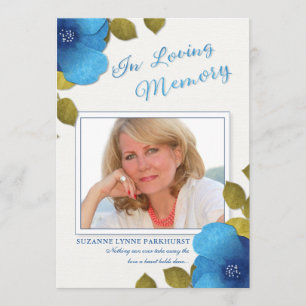 Blue Floral Obrigado Simpatia Cartão com fotos Per