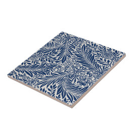 blue floral pattern with diverse leaves & blossoms
