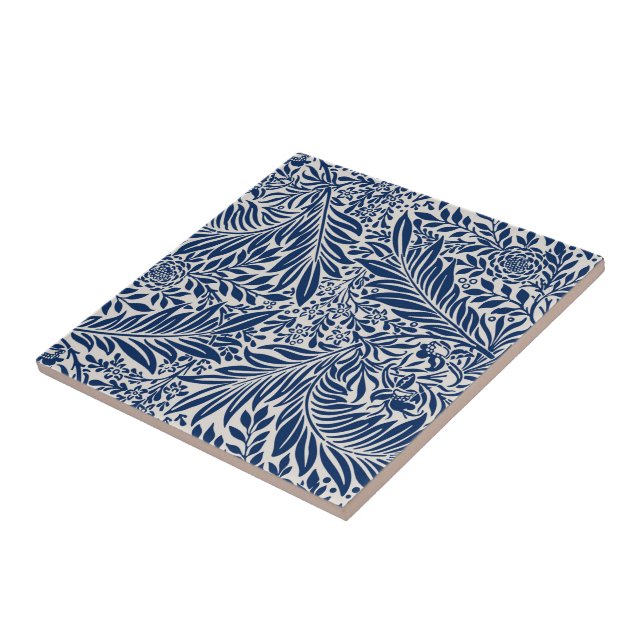 blue floral pattern with diverse leaves & blossoms (Lateral)