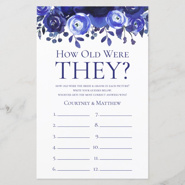 Blue Floral Quão Velho Tinham O Jogo Do Chá de pan (Frente)