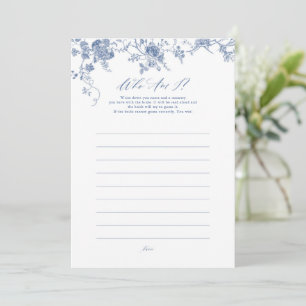 Blue Floral Quem Sou Eu Chá de panela Cartões De J