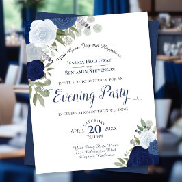 Blue Floral Wedding Night Party Budget Conite