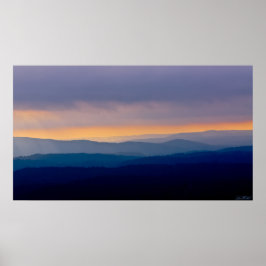Blue Fog Apricot Sunrise Montanhas Ouachita Poster