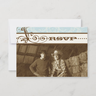 Blue Funky Swirls - RSVP de Casamento