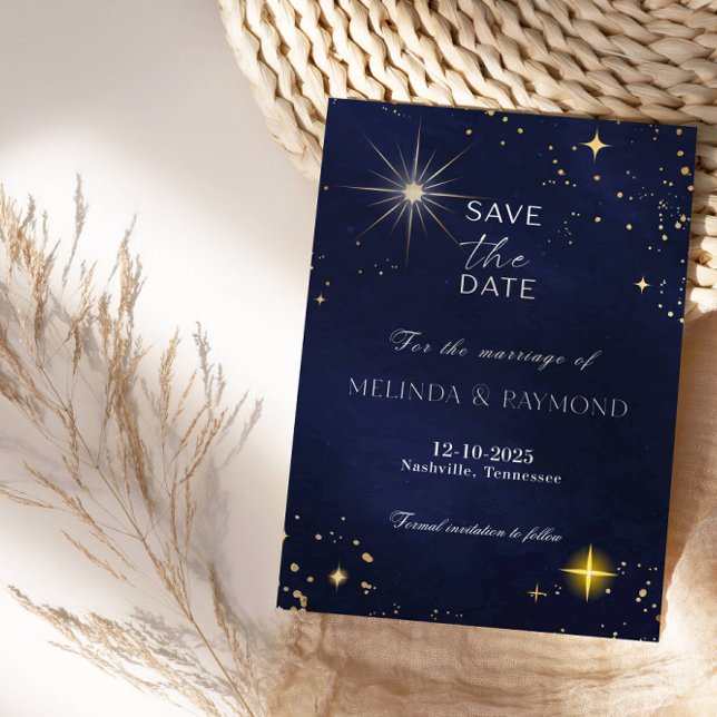 Blue Galaxy Star Salve o Cartão de Casamento de Da (Criador carregado)