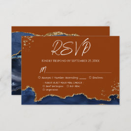 Blue Gand Orange Agate Weding RSVP