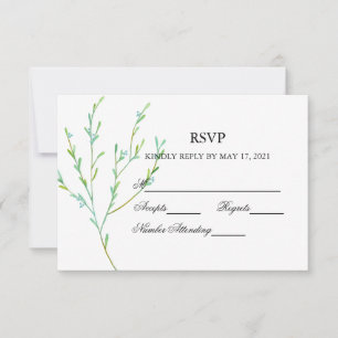 Blue Garden Watercolor Stems Wedad RSVP Card