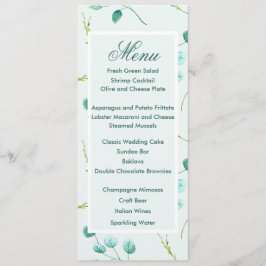 Blue Garden Watercolor Stems Weding Menu