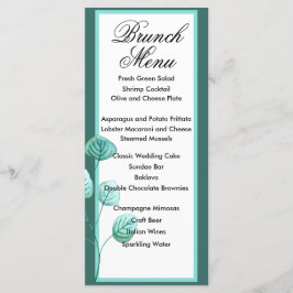 Blue Garden Watercolor Stems Weding Menu