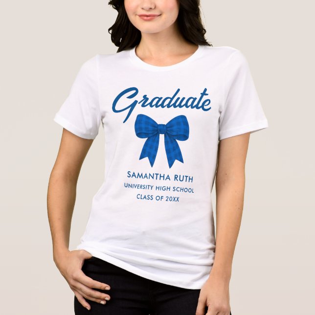 Blue Gingham Bow Graduation (Frente)