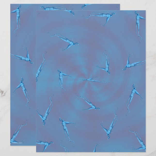 Blue Ginseng Man Scrapbook Paper 2-Sided Page (Frente/Verso)