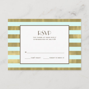Blue Gold Foil Stripes RSVP