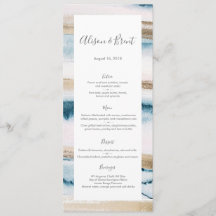 Blue gold watercolor Menu ou Program Card