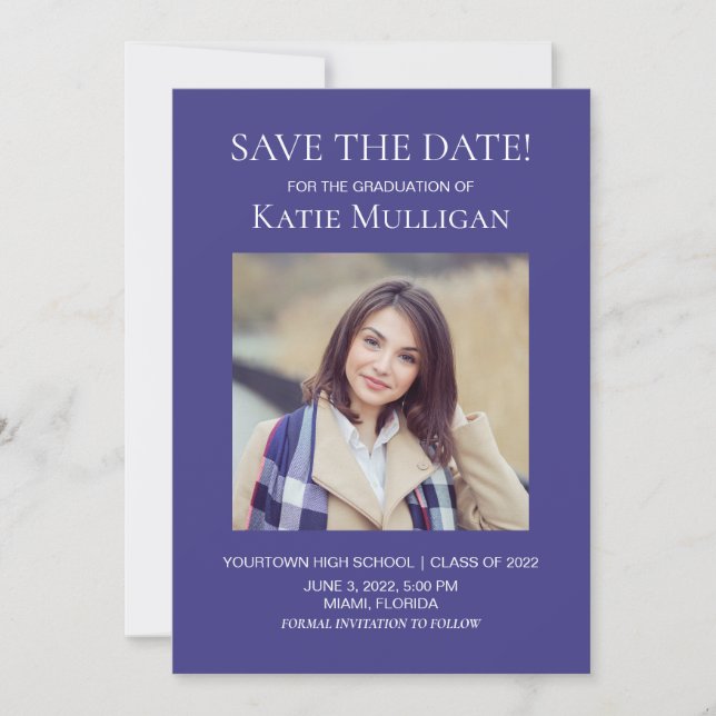 Blue Graduation 2 Photo Save Date Class 2022 (Frente)