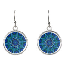 Blue Green Mandala Earrings
