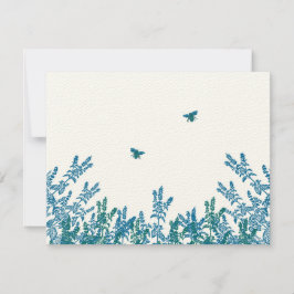 Blue Green Wild Flower Bee Weding RSVP #3