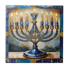 Blue Hanukkah Menorah