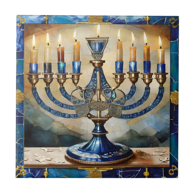 Blue Hanukkah Menorah (Frente)