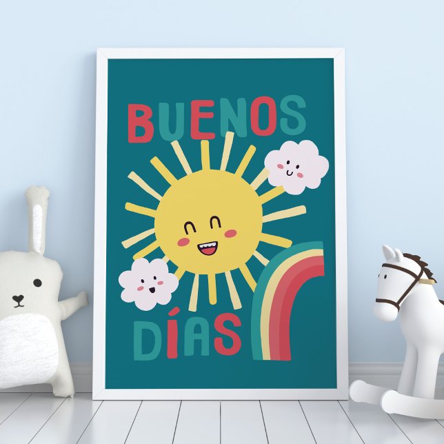 Blue Happy Sun Nursery Art em espanhol Poster (Criador carregado)