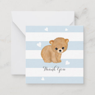 Blue Heart Bear Obrigado Cartões de Nota