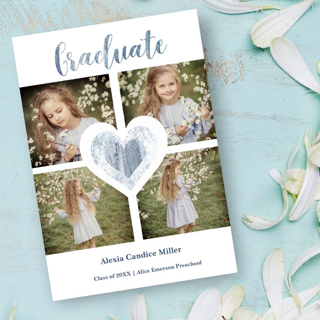 Blue Heart Trendy Girl Pre K Graduation 4 Fotos (Criador carregado)