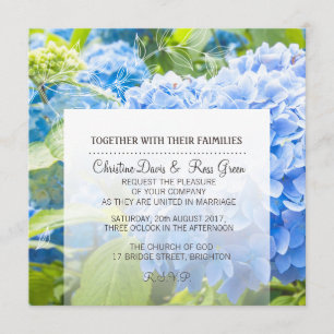 Blue Heaven, floral, convite de casamento