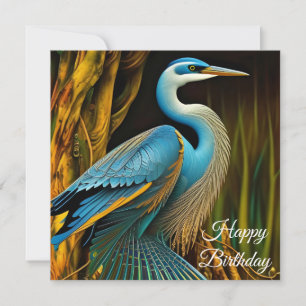 Blue Heron em Reeds Happy Birday