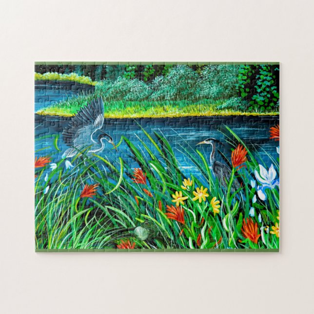 Blue Heron @Todd Lake Quebra-cabeça (Horizontal)