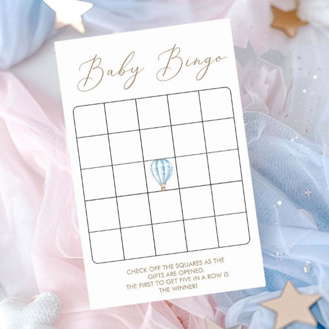 Blue Hot Air Balloon Baby Bingo Game (Criador carregado)