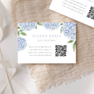 Blue Hydrangea Border Modern QR Code Resposta de C