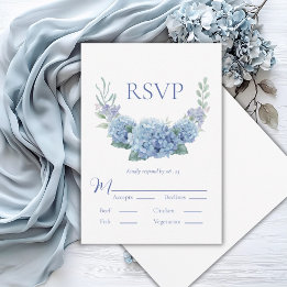 Blue Hydrangea Floral Watercolor Casamento RSVP