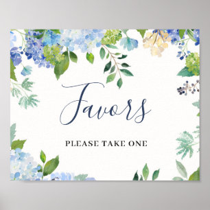 Blue Hydrangea Floral Wedding Sinal Poster