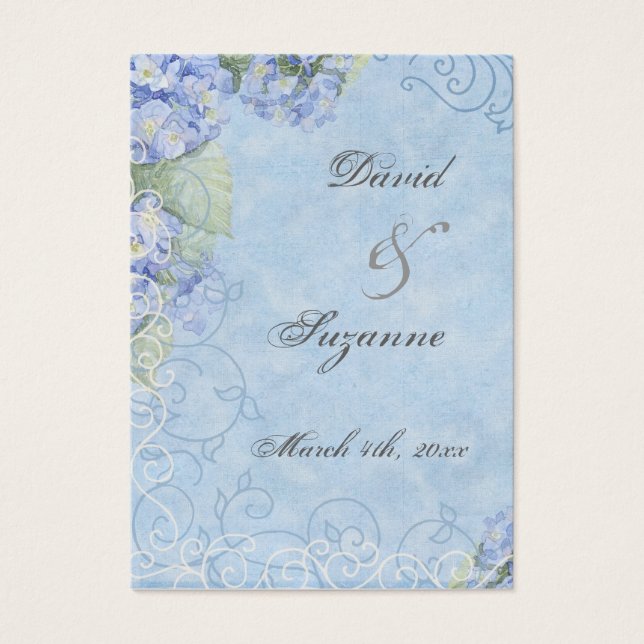 Blue Hydrangea - Marcas de presentes do casamento (Frente)