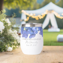 Blue Hydrangea Petals Wedding Personalized Names