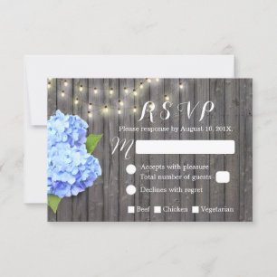 Blue Hydrangea & String Lights Barn Wood RSVP