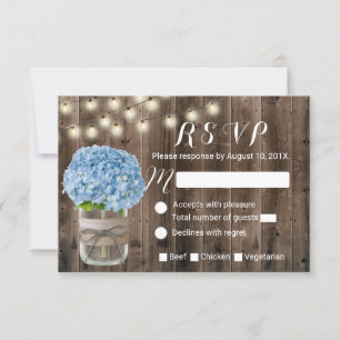 Blue Hydrangea & String Lights Russo Wood RSVP