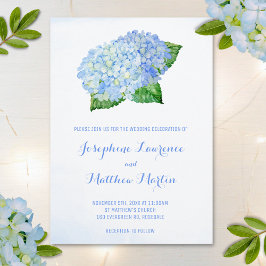 Blue Hydrangea Watercolor Convites para Casamento