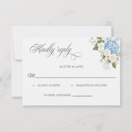 Blue Hydrangea Wedding RSVP card