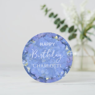 Blue Hydrangeas Blooms Feliz Aniversário Nome Pers