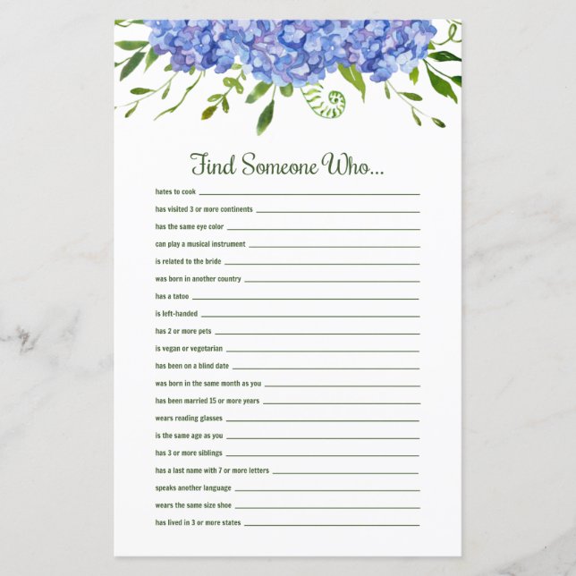 Blue Hydrangeas Floral Encontre Alguém Que (Frente)