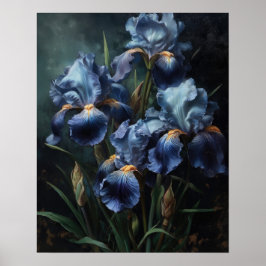 Blue Iris Flowers Art Impressão Poster