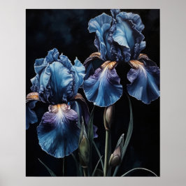 Blue Iris Flowers Art Impressão Poster