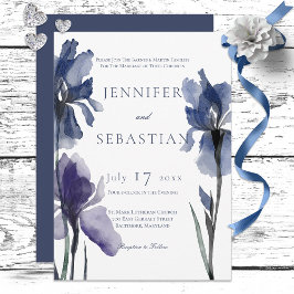 Blue Iris Flowers Convite De Casamento